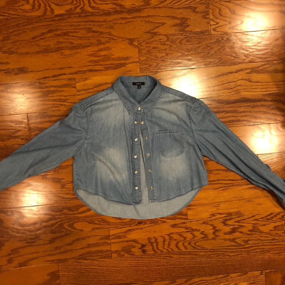 Denim Crop Top Long Sleeve